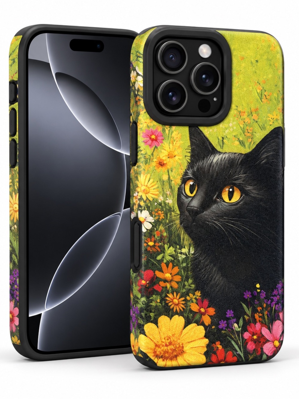 Black Cat Floral Case for iPhone 16 Pro Max – New
